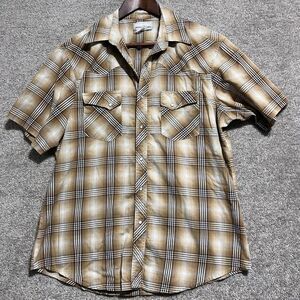 Wrangler Men’s Plaid Short Sleeve Pearl Snap Button Up Shirt Size M-L